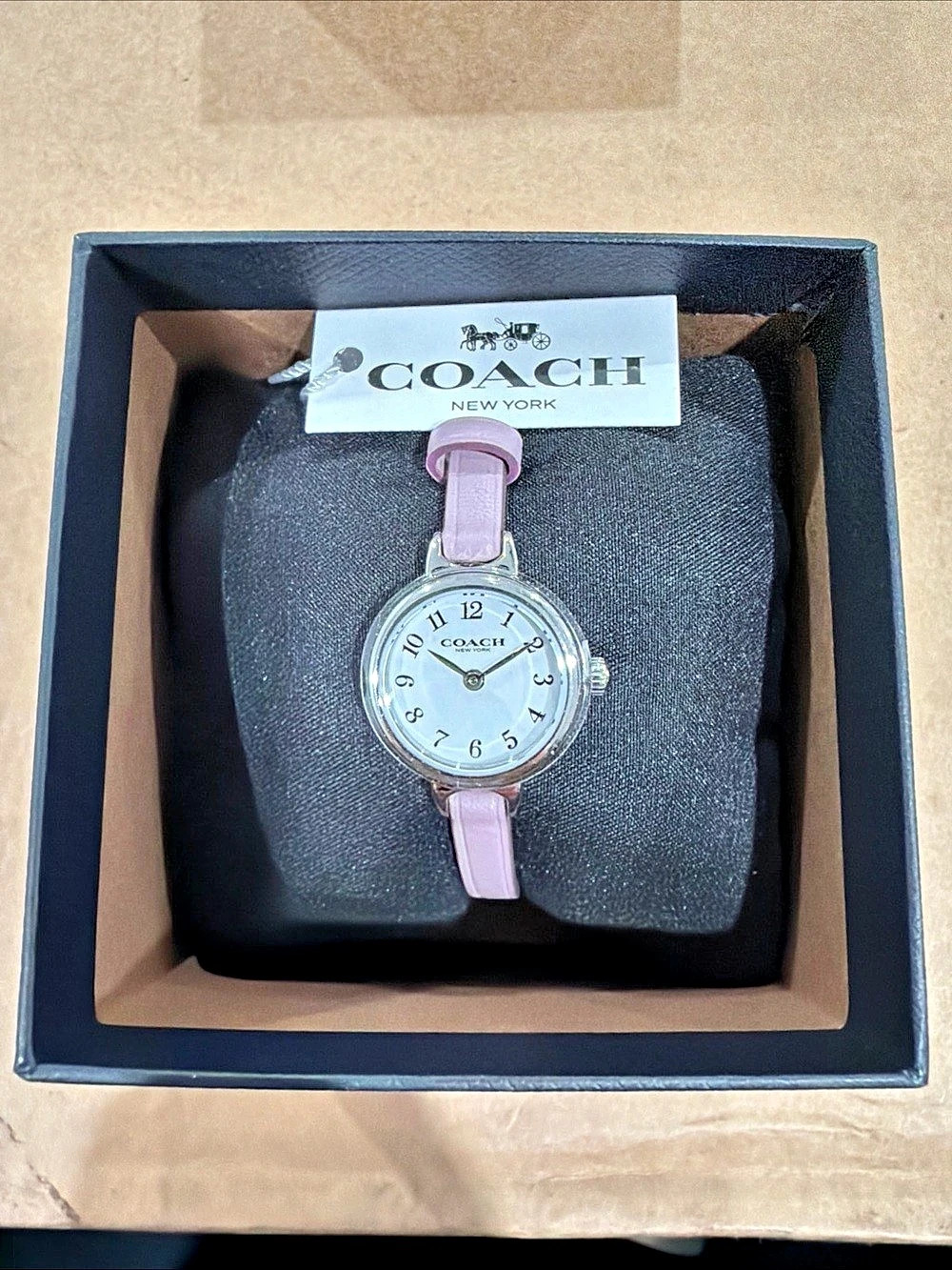 COACH Iris Womenās Quartz Watch - Leather Strap, Classic Round Dial Purple NWT